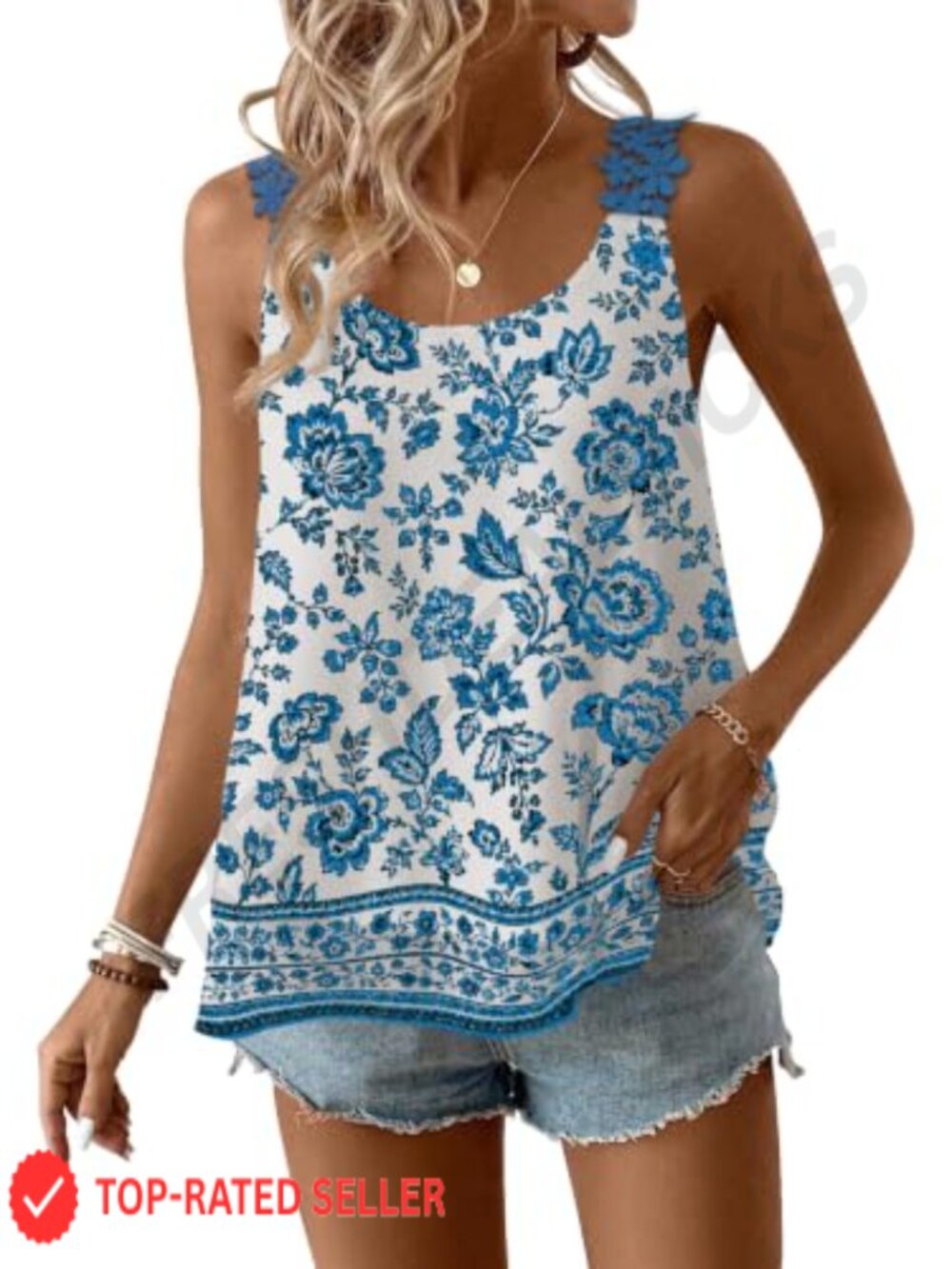 Sleeveless Boho Tank Top Swiss Dot Lace Camisole Summer
